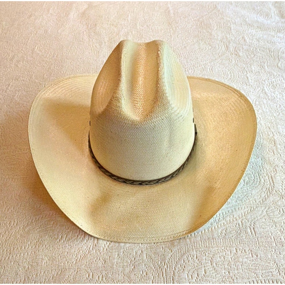 Resistol Self-Conforming Panama Straw Western Cowboy Hat Off-White/Beige 7 5/8